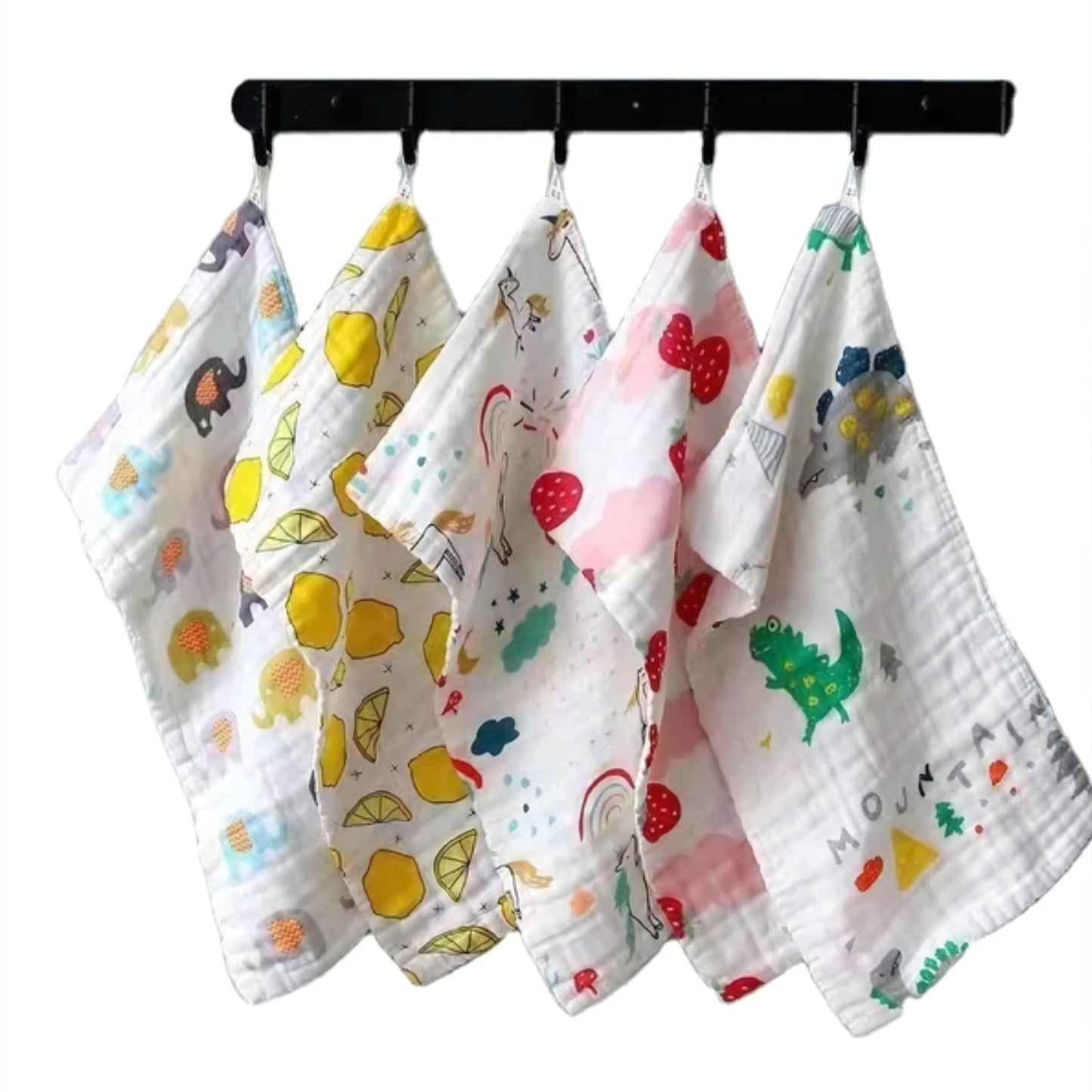 Four Piece Muslin Baby Burp Clothes/Washcloths.